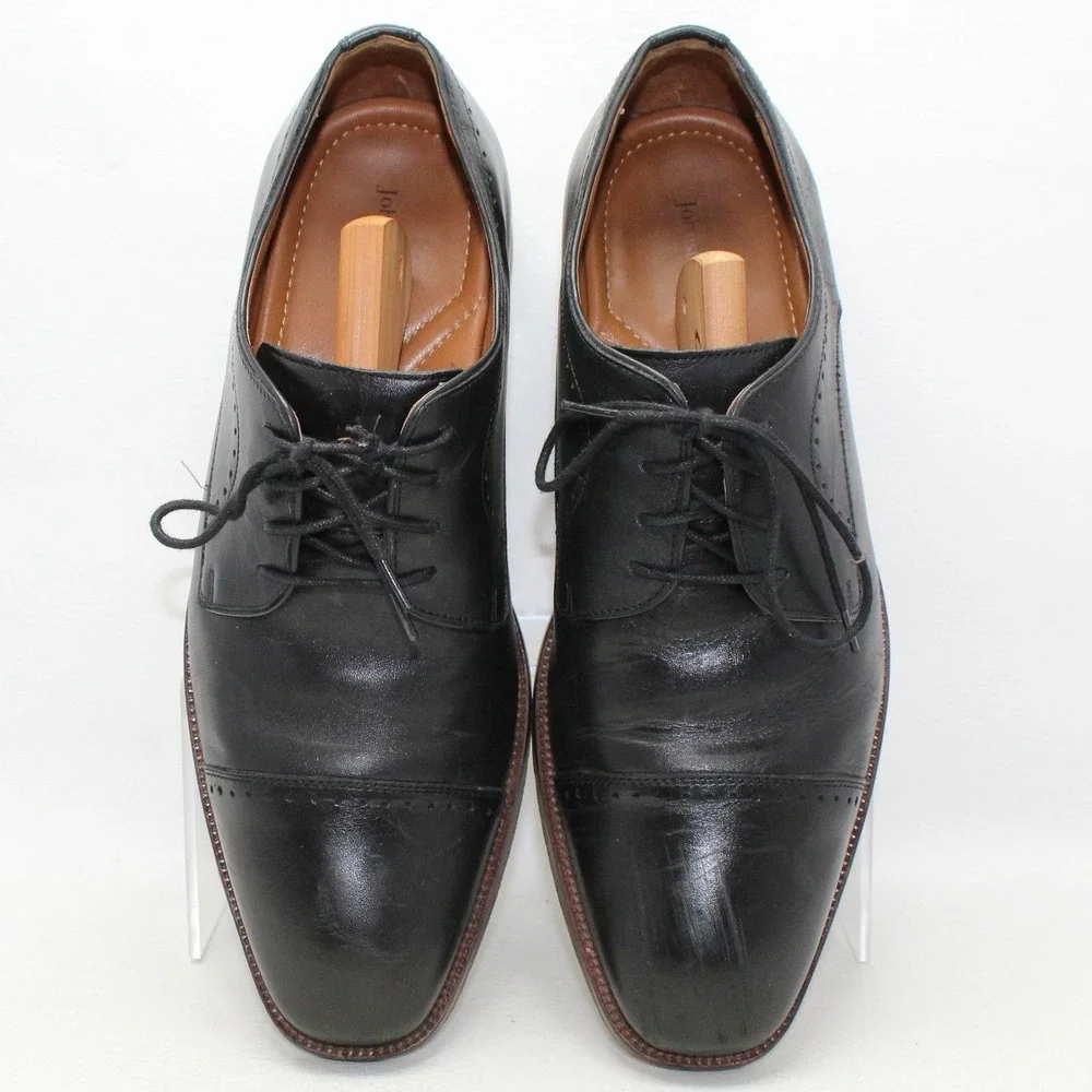 Johnston & Murphy Mens Black Leather Cap Toe‎ Derby Dress Shoes 59-2541 Size 9M